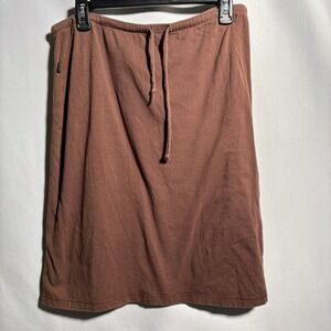 Horny Toad Brown Organic Cotton Skirt Sz M Embroidered Hippie Boho Granola Y2K